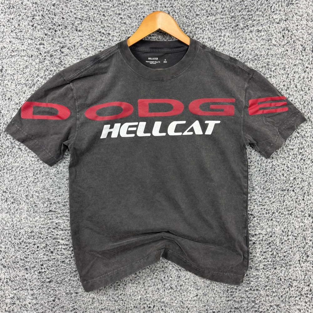 Hollister Dodge Hellcat SRT Shirt Mens Medium Black Car Automotive Graphic Tee